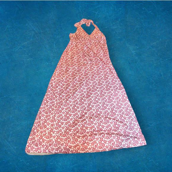 reyn spooner Dresses & Skirts - Reyn Spooner 100% brrr. Polyester Burgundy Floral Halter Midi Dress Size XL
